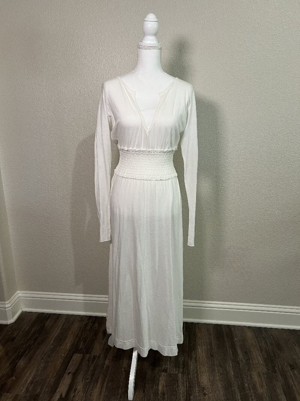Free People Beach “NEW HOPE" Ivory Maxi Dress Sz XS Linen Blend Swim Coverup
